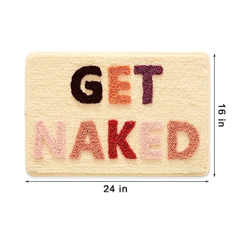 QJHOMO Get Naked Bath Mat Cute Funny Bathroom Rug Non Slip, 16" x 24" - color: Beige, size: 1'4" x 2' (Rectangular)
