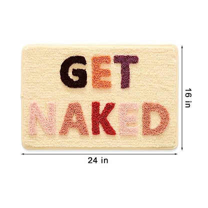 QJHOMO Get Naked Bath Mat Cute Funny Bathroom Rug Non Slip, 16" x 24" - color: Beige, size: 1'4" x 2' (Rectangular)