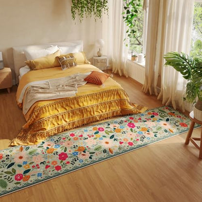 Rugcomf Runner Rug 2x10 Washable, Green - color: Green, size: 2' x 10' (Rectangular)