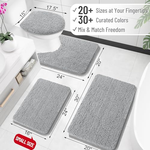 OLANLY Toilet Rugs U-Shaped 20x20, Soft Absorbent Chenille Contour Rugs - color: Light Grey, size: 20" X 20" Contour Rug