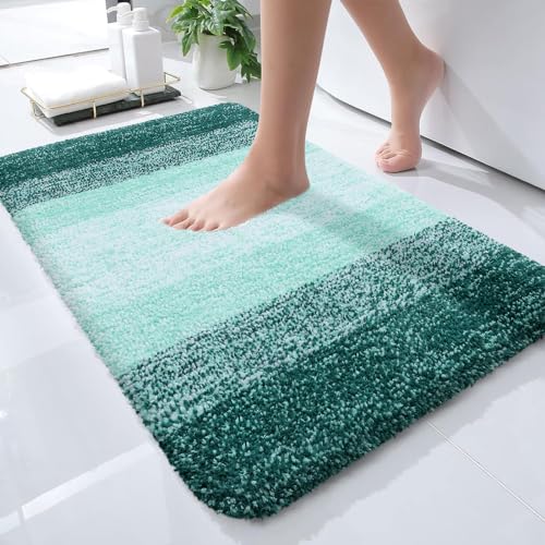 OLANLY Small Bathroom Rugs 24x16, Extra Soft Absorbent Microfiber Bath Rugs - color: Blackish Green, size: 24" X 16"