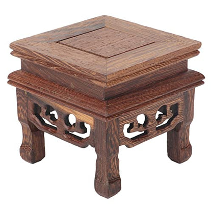 Yosoo Health Gear Wood Display Stand Base Small Tabletop Teapot Display Stand, Wood Carved Pedestal Oriental Home Decoration for Vase Flower Pots Teapot Fishbowl Table Lamp