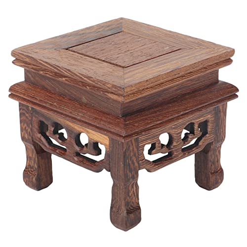 Yosoo Health Gear Wood Display Stand Base Small Tabletop Teapot Display Stand, Wood Carved Pedestal Oriental Home Decoration for Vase Flower Pots Teapot Fishbowl Table Lamp