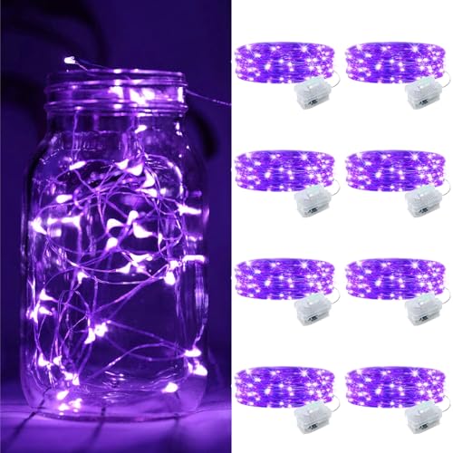 ZGWJ 8 Pack Purple Fairy Lights, Mini String Lights - color: Purple, size: 8P