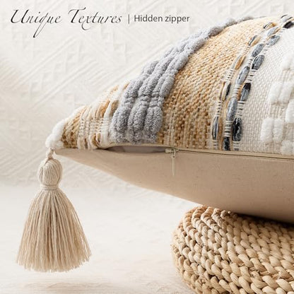 Kevin Textile Boho Tufted 14x20 Inch Lumbar Pillow Cover 1 Pack, Beige - color: Beige, size: 20" x 14" (Pack of 1)