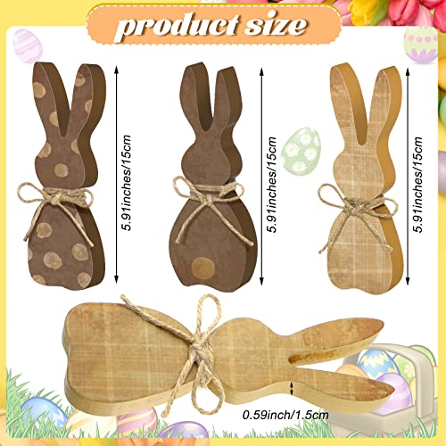 Karenhi 3 Pcs Easter Wooden Bunny Decor Sign with Rope, Cute Style