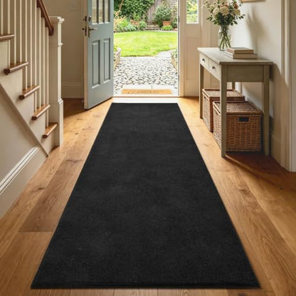 2x6 Black Solid Runner Rug Washable Non-Slip for Kitchen Hallway Bathroom - color: 08 Black Solid, size: 2' x 6' (Runner)