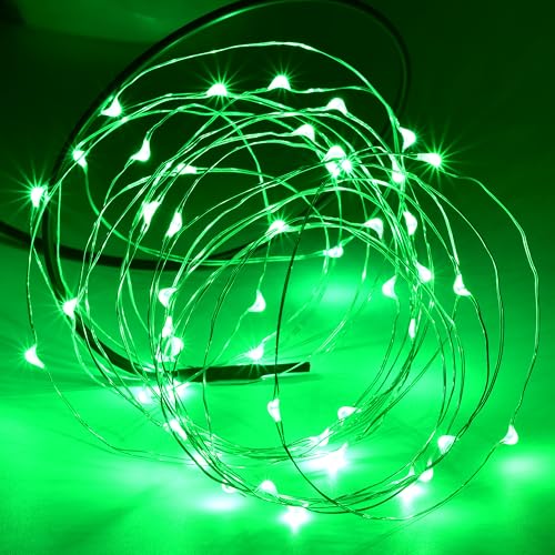 Karlling USB Plug in LED Fairy Lights,50 LED Bulbs 16 Ft Silver Wire Starry String Lights for Bedroom Patio Garden Party Wedding Commercial Lighting (Green) - color: Green, size: 50 Leds