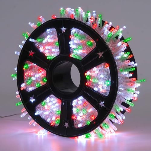 JMEXSUSS 163ft 500 LED Red White and Green Christmas Lights with 8 Modes - color: Red White Green, size: 500 LED
