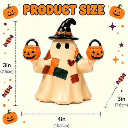 Halloween Resin Figurines Patchwork Ghost Light up Hold Pumpkin 1Pcs - color: Halloween Styl 32