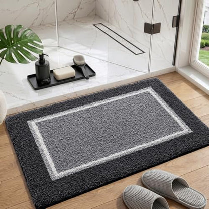 DEXI Bathroom Rugs 32x20, Soft Absorbent Bath Mat, Dark Grey - color: Dark Grey, size: 32" X 20" (Rectangular)