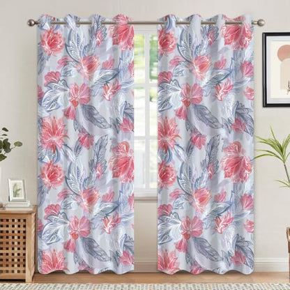 Blackout Boho Floral Curtains for Bedroom Living Room, 52Wx84L - color: Abstract Floral