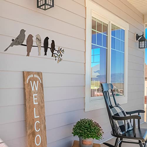 Ferraycle Metal Bird Wall Art, Birds on Branch Sculpture, Dark Colors