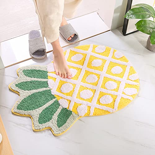 UKELER Bath Rug for Kids Non Slip Absorbent Bathroom Rugs Decorative Kitchen Mat Cartoon Pineapple Area Rugs for Kids Playroom Nursery Decor 31.5''x19.7'' - color: Pineapple