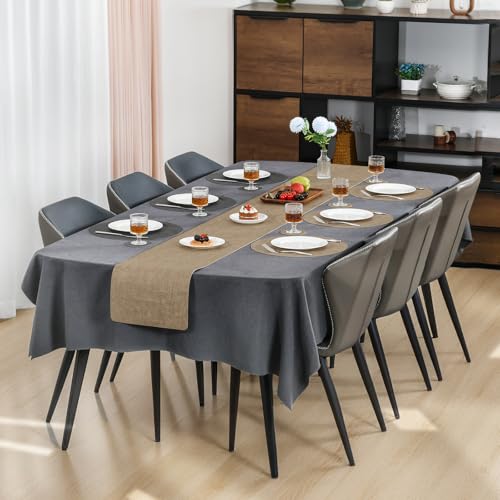Myir JUN 14" Round Placemats Set of 4, Reversible Dual-Color Place Mats - color: Gray Beige