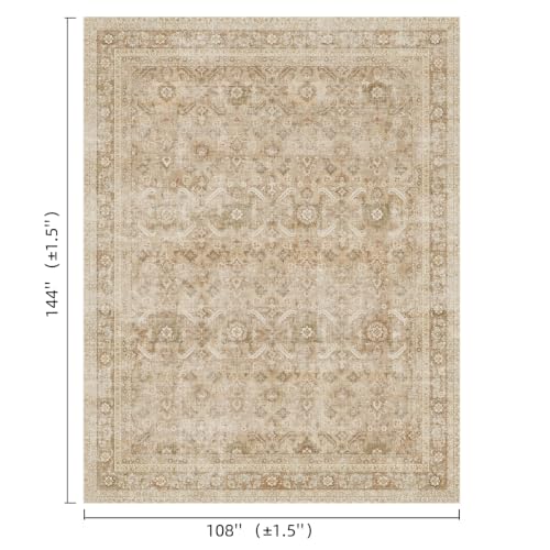 Washable 9x12 Area Rugs for Living Room, Brown/Taupe - color: Brown/Taupe, size: 9' x 12' (Rectangular)