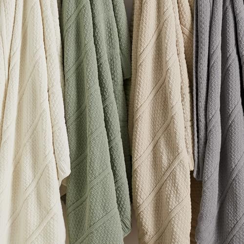 Amélie Home Chenille Knit Throw Blanket, Sage Green 50"x60" - color: Sage Green, size: 50" X 60"