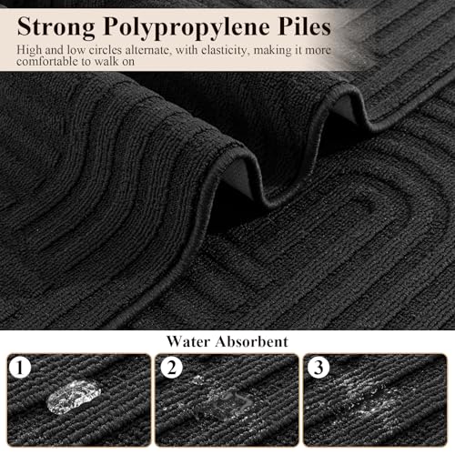 U'Artlines Kitchen Rugs and Mats Set of 3, Black 20x32+20x48+20x59 - color: Black