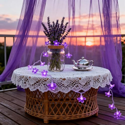 9.8ft 30 LED Purple Cherry Blossom Flower, USB/Battery Operated Fairy Light - color: Purple