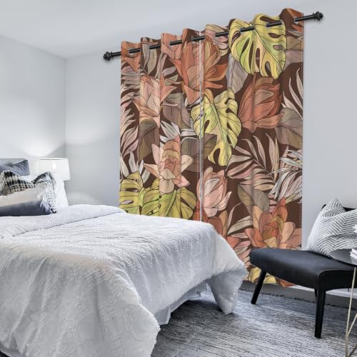 Tropical Botanical Blackout Curtains for Bedroom 84 Inches Long - color: Floral-j