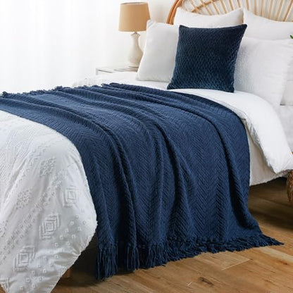 BATTILO HOME Navy Blue Throw Blanket for Couch, 60"x80" - color: Navy, size: 60"x80"