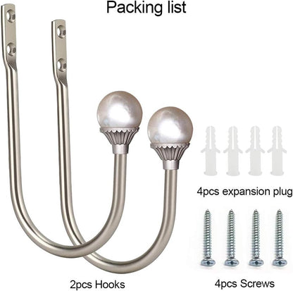 COCIVIVRE 2 Pack Curtain Holdbacks Wall Mounted Curtain Tiebacks Hooks - color: Silver, size: 2 Pack