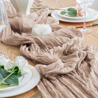 Cheesecloth Table Runner 10FT Nude Pink Boho Gauze Sheer Table Runners - color: Nude Pink, size: 1 Pack