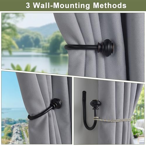 Curtain Holdbacks 2pcs, Metal Curtains Tiebacks for Drapes Window Home Decoration, Matte Black - color: Matte Black