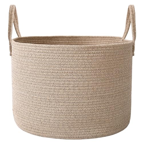JMvicyroam 65L Extra Large Machine Washable Cotton Rope Blanket Basket - color: Oatmeal, size: 65L