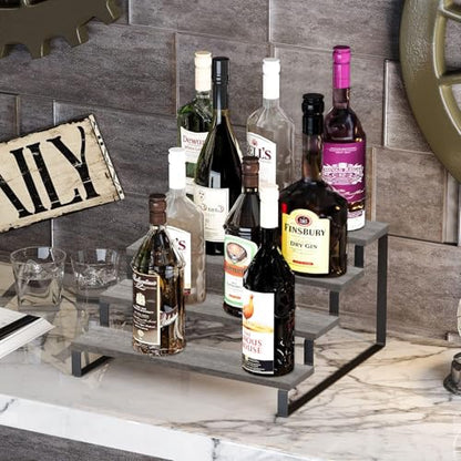 YINMIT Wooden Display Riser Stand, Tiered Perfume and Cologne Organizer Stand, 4 Tier Spice Rack Organizer, Rustic Display Shelf for Candles (4 Tier,Grey) - color: 4 Tier,1 Pack,Grey