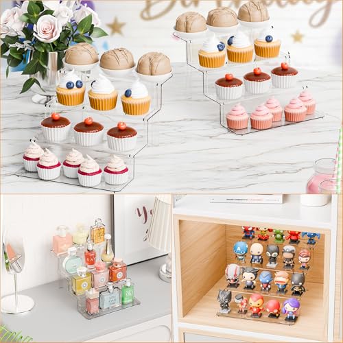 Yieach 4 Tier Clear Acrylic Display Risers,9 Inch Large Perfume Organizer,Colonge Stand and Cupcake Risers,Acrylic Tiered Display Stand for Figure,Funko Pop,Food,Candle,Fragrance Display,Cologne Shelf - size: 2.8 In Width-4 Tier