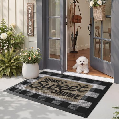 LUMI Outside Welcome Door Mat 36x59, Non-Slip Durable Rubber Easy Clean - color: Sweet Home, size: 36"x59"