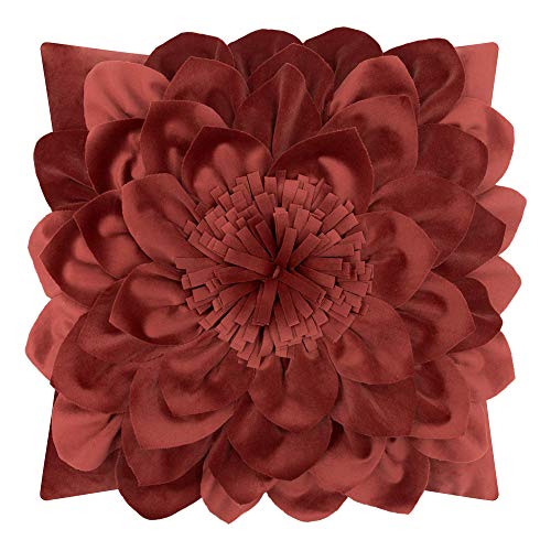 OiseauVoler 3D Flower Throw Pillow Covers Decorative Soft Pillowcases Cushion Covers Home Couch Bed Living Room Decor 18x18 Inch Rust Red - color: Dark Red