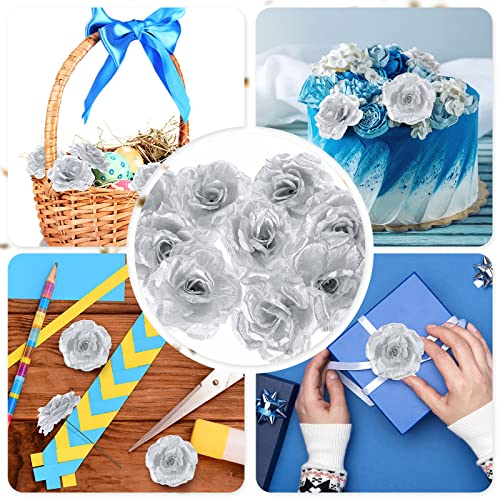 Yunlly 100 Pcs Artificial Flower for Wedding, Silver - color: Silver