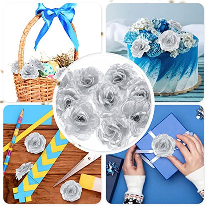 Yunlly 100 Pcs Artificial Flower for Wedding, Silver - color: Silver