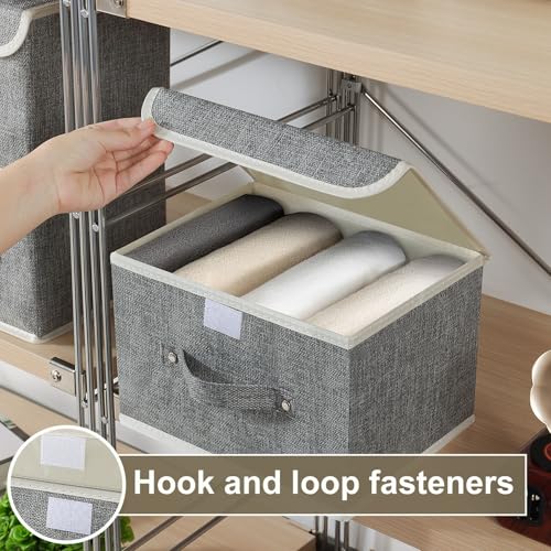 Foldable Fabric Storage Cubes with Lids,Grey 10.2x7.9x6.7in,3 Pack - color: Grey, size: 10.2x7.9x6.7in(3-pack)