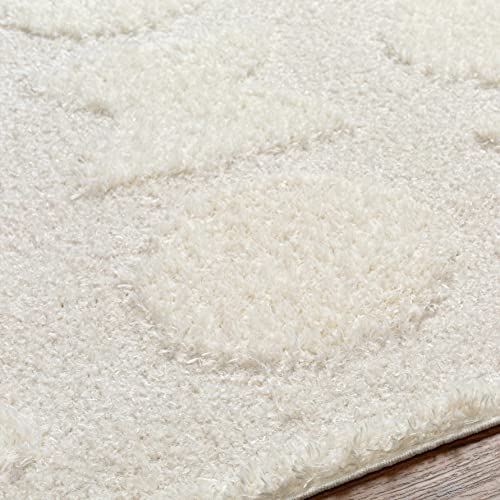 Hauteloom Dason Hallway, Kitchen Runner Rug - Geometric Abstract Circles Square - Contemporary Modern Scandinavian Minimalist Tone - Off White, Beige, Medium Gray, Cream, White - 2'7" x 7'3" - size: 2'7" x 7'3" (Runner)