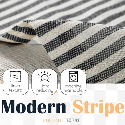 jinchan Stripe Linen Kitchen Valance Curtain, 50x18, 1 Panel, Black - color: Boxter Striped | Black on Linen, size: 50"W x 18"L (Pack of 1)