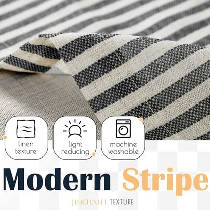 jinchan Stripe Linen Kitchen Valance Curtain, 50x16, 1 Panel, Black - color: Boxter Striped | Black on Linen, size: 50"W x 16"L (Pack of 1)