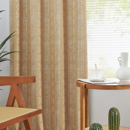 jinchan Boho Blackout Curtains 63 Inch Length for Bedroom Living Room - color: Boho | White on Mustard Yellow, size: 52"W x 63"L (Pack of 2)