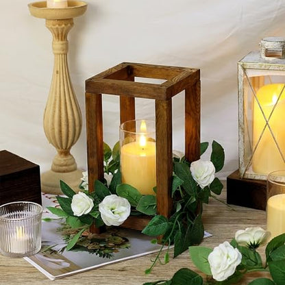 18 Pcs Wooden Lanterns - Wedding Wooden Centerpiece - color: White, size: 6 Sets