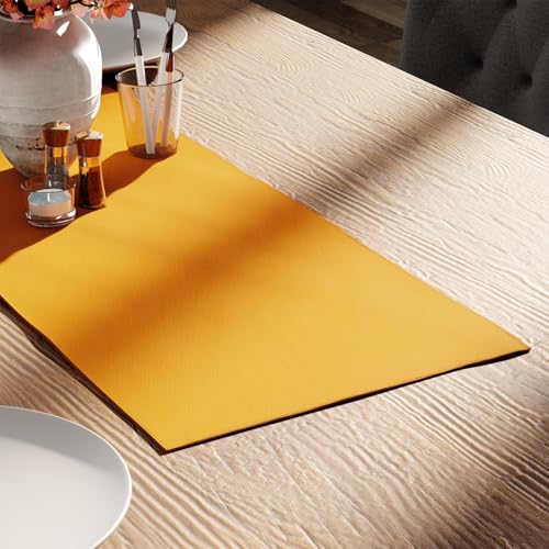 Encasa XO Table Runner, Cotton Canvas Dining Runner 13"x36" - color: Mango, size: 13x36 in