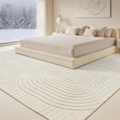 Beige Solid Area Rug 10x14 Large Washable Soft Rugs for Living Room - color: Light Beige, size: 10' x 14' (Rectangular)