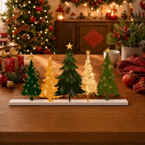 Smile Table Decor, Standing Centerpieces, 5Pcs Christmas Trees - style: Retro Trees