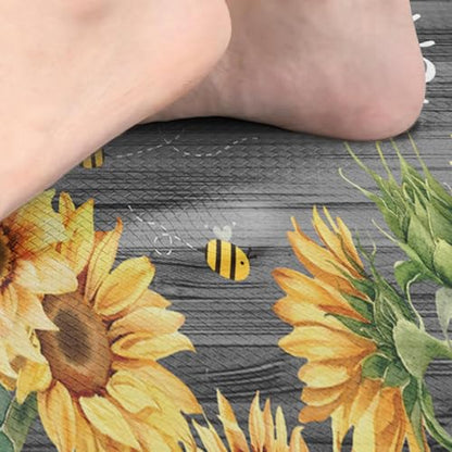 Arttown Anti-Fatigue Kitchen Rug Set of 2, Waterproof Non-Slip, Yellow - color: Sunflower, size: 17.3 x 47 inch + 17.3 x 29 in