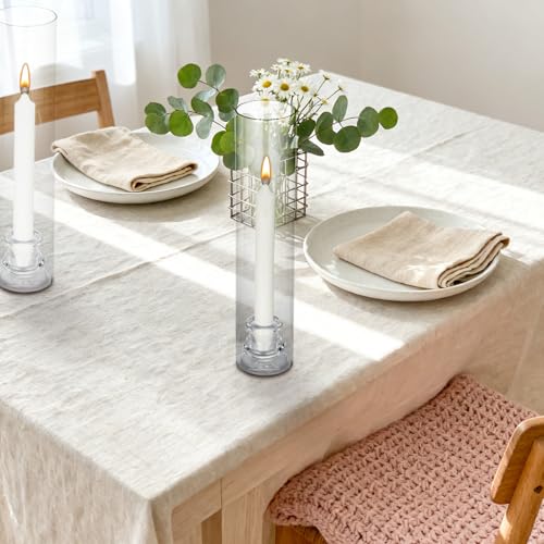 Garvee 6-Pack Glass Hurricane Candle Holders, 12" Tall Clear Candleholder Chimney Tube, 2.2" Taper Candlestick Holder with Cylinder Sleeves for Wedding Christmas Birthday Decor