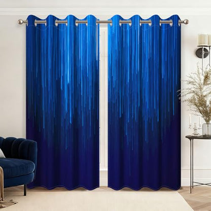 Navy Blue Blackout Curtains for Bedroom, Ombre Blackout Curtains 84 Inch Length 2 Panels Set, Thermal Insulated Room Darkening Drapes with Grommet Top, 52W x 84L - color: 04 Blue, size: 52"W x 84"L (Pack of 2)