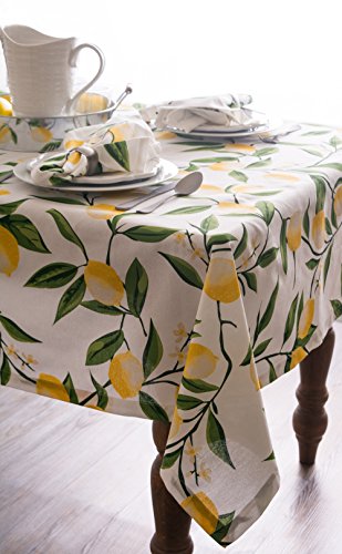 DII Lemon Bliss Tabletop Collection, Tablecloth, 60x84 - size: 84" x 60" (Rectangular)