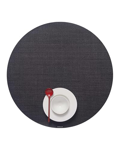 Chilewich Mini Basketweave Placemats, Round Woven Placemats Set of 4 - color: Black, size: 15" Round