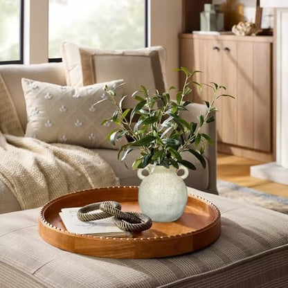 White Flower Ceramic Vase Rustic Ceramic Farmhouse Floral Vase 8.2 Inch - size: 8 inches